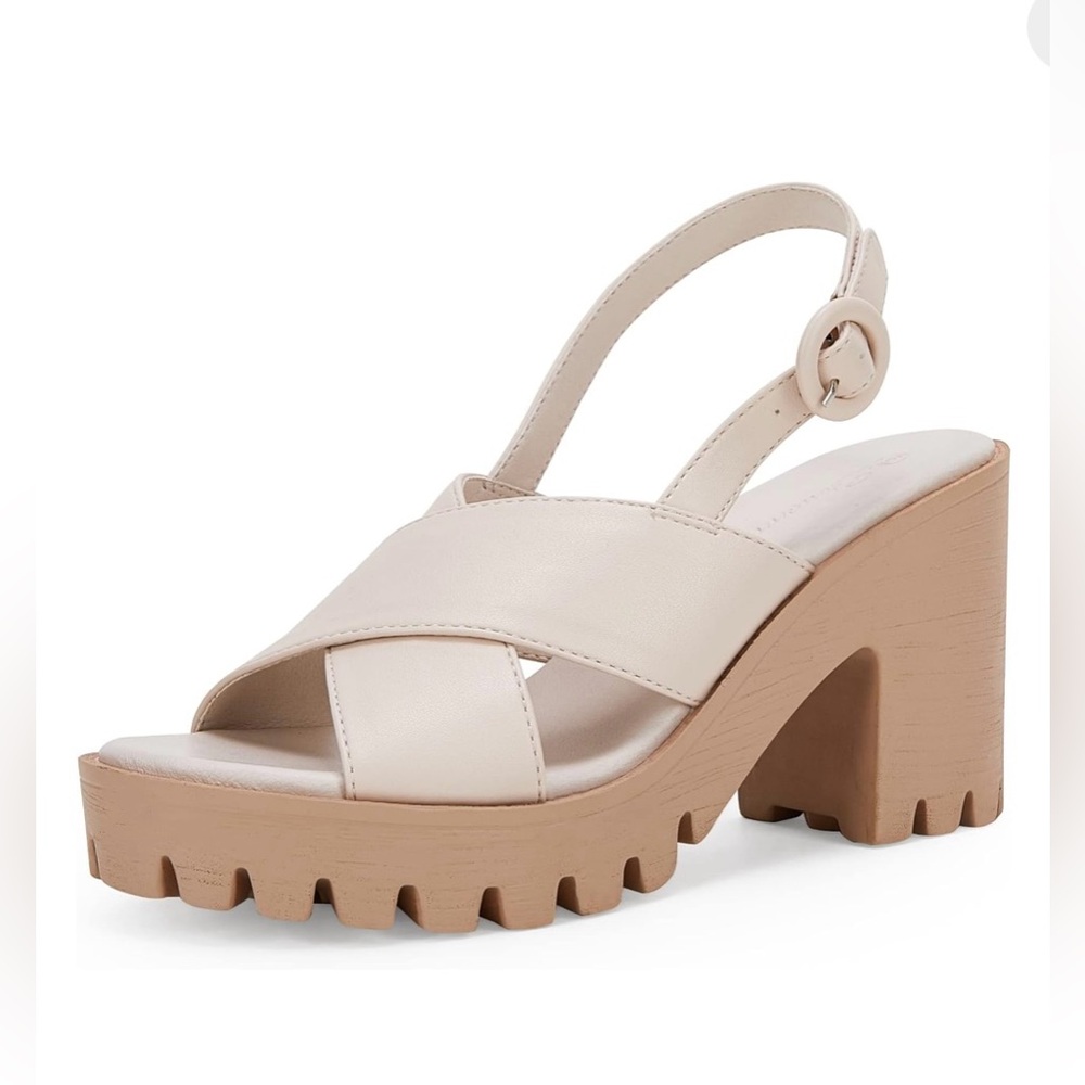 MARKDOWN Ermonn Women's Platform Wedge Sandals with Chunky Block Heels, 9.5